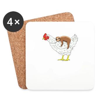 Lustiges FaultierHemd - Chicken Shirt - Faultier Lover Gi - Untersetzer (4er-Set) - Weiß - Vorne