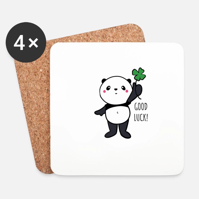 Glücklicher Panda - Untersetzer (4er-Set) - Weiß
