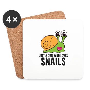 Funny Snails Just a Girl Who Loves Snails - Coasters (set of 4) - white - Front