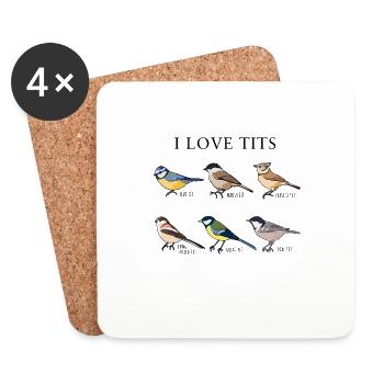 Bird watching Funny "I Love Tits" Gift - Coasters (set of 4) - white - Front