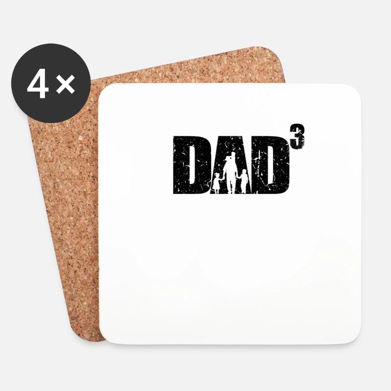 Dad hoch 3 stolzer Vater 3 Kinder dreifacher Papa - Untersetzer (4er-Set) - Weiß