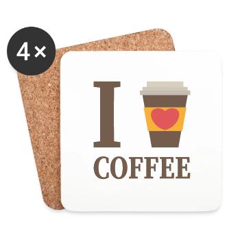 I love coffee - Coasters (set of 4) - white - Front