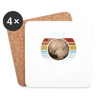 Never Forget Pluto . Retro Style Funny Space & Sci - Coasters (set of 4) - white - Front