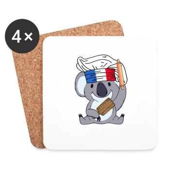 France Chef Koala Gourmet Baker Paris Bear - Coasters (set of 4) - white - Front