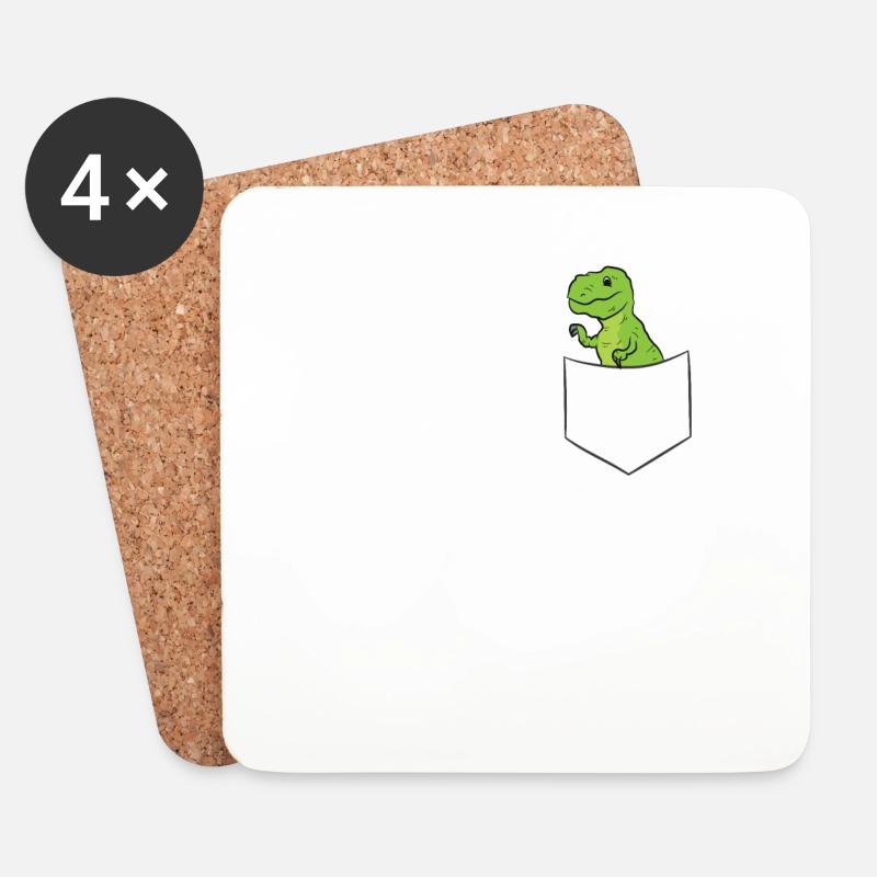 Lustiger Dinosaurier in der Tasche Dinosaurier - Untersetzer (4er-Set) - Weiß