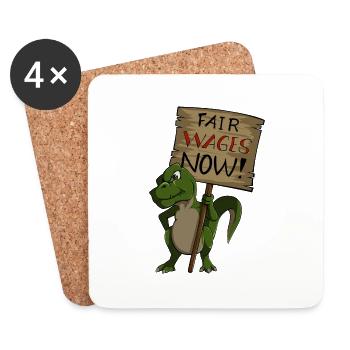 Fair Wages Salary Strike Dino Union - Coasters (set of 4) - white - Front