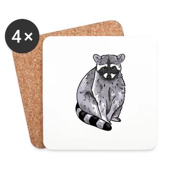 Raccoon - Coasters (set of 4) - white - Front