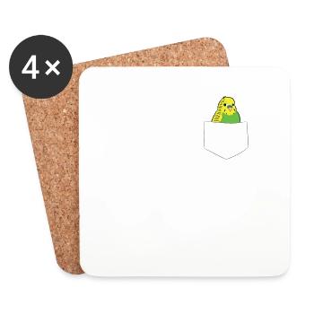 Drôle de perruche oiseau Dans sa poche - Dessous de verre (lot de 4) - blanc - Devant