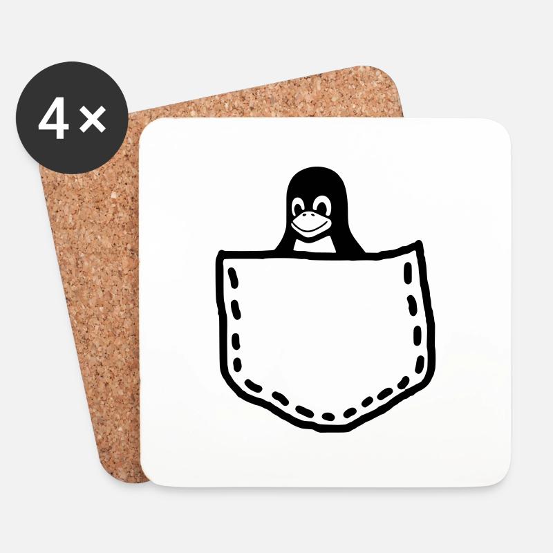 LINUX TUX PINGUIN MASKOTTCHEN - Untersetzer (4er-Set) - Weiß