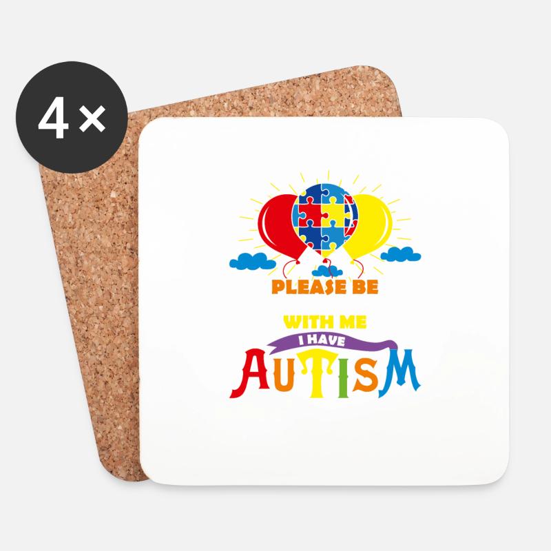 Nette Autismusballons Bitte haben Sie etwas Geduld mit mir IH - Untersetzer (4er-Set) - Weiß