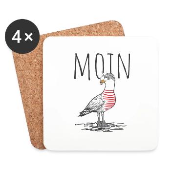 Moin Digga Möwe Vogel See Meer Segeln - Untersetzer (4er-Set) - Weiß - Vorne