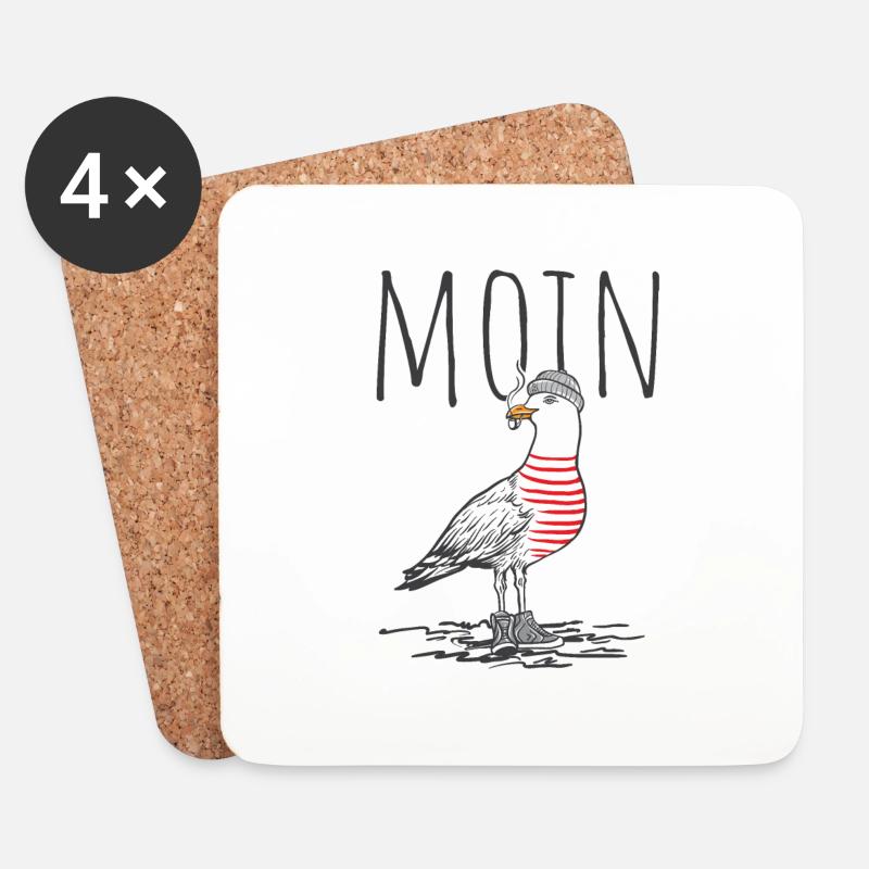 Moin Digga Möwe Vogel See Meer Segeln - Untersetzer (4er-Set) - Weiß