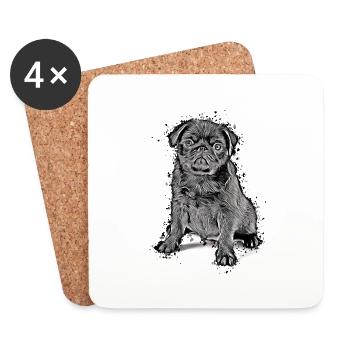 süßes Mops Welpe Geschenkidee Möpse Pug Shirt - Untersetzer (4er-Set) - Weiß - Vorne