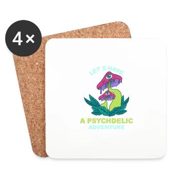 Champignons Mushroom Psychédelische Aventure Cadeau - Dessous de verre (lot de 4) - blanc - Devant