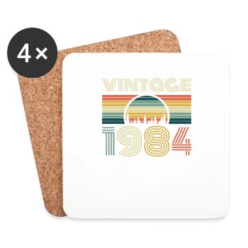 36e anniversaire Vintage 1984 Retro Vintage Gift - Dessous de verre (lot de 4) - blanc - Devant