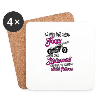 Ja ich bin Ein Frau und Ja das ist mein Motorrad - Untersetzer (4er-Set) - Weiß - Vorne
