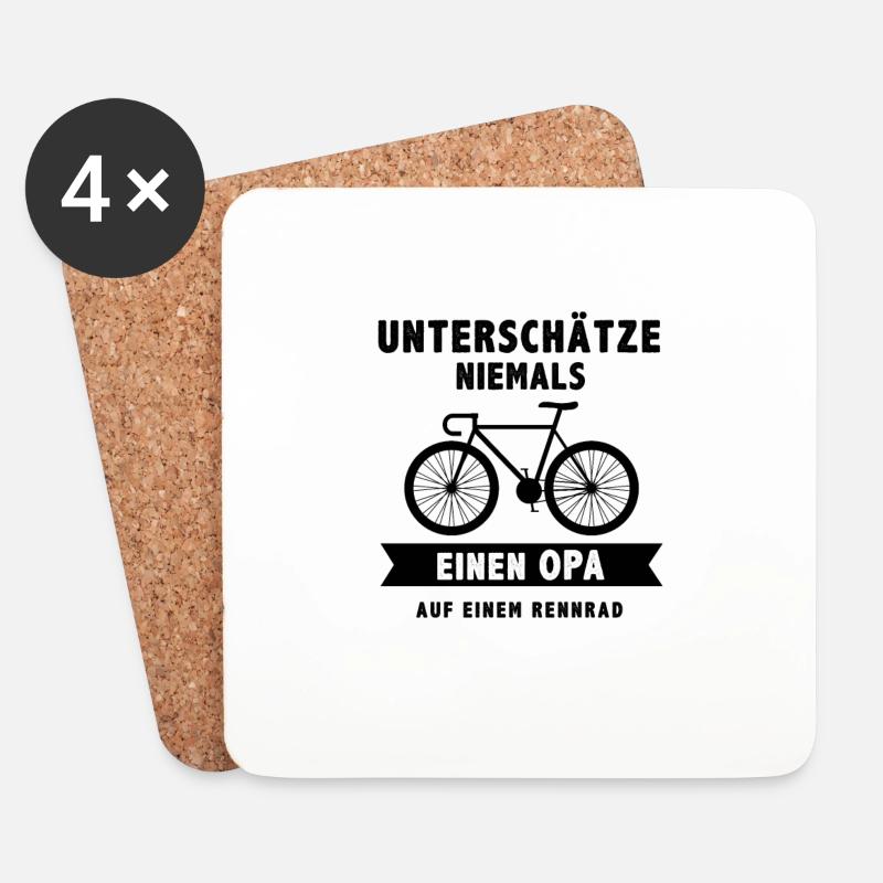 Unterschätze niemals einen Opa auf einem Rennrad - Untersetzer (4er-Set) - Weiß