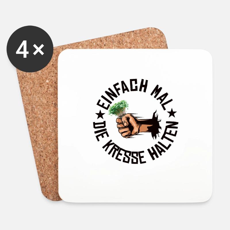 Einfach mal die Kresse halten - Untersetzer (4er-Set) - Weiß