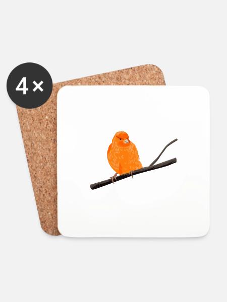 Kanarienvogel auf Zweig - Untersetzer (4er-Set) - Weiß