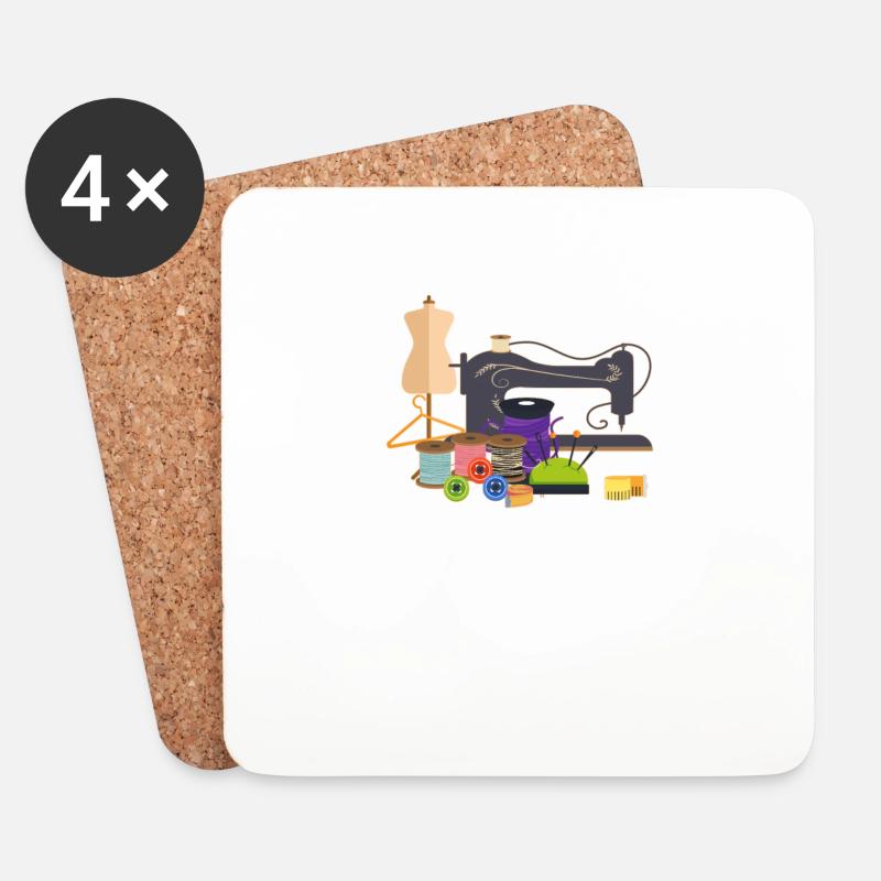 Handmade Nähutensilien - Untersetzer (4er-Set) - Weiß