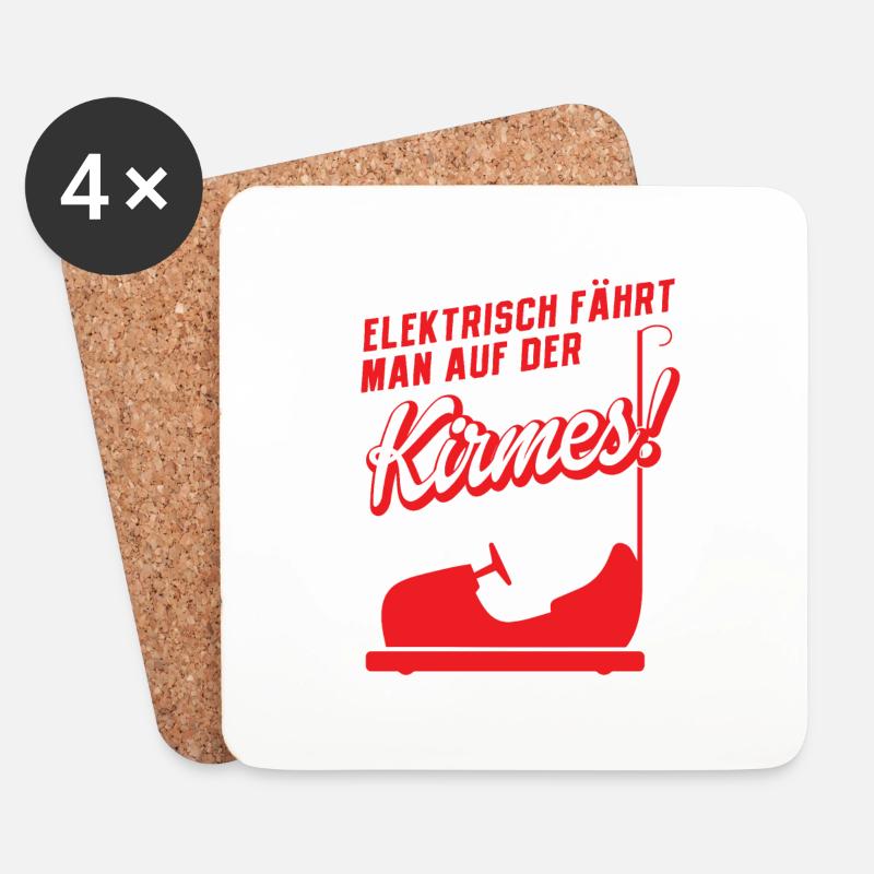 Elektrisch Fährt Man Auf Der Kirmes - Untersetzer (4er-Set) - Weiß