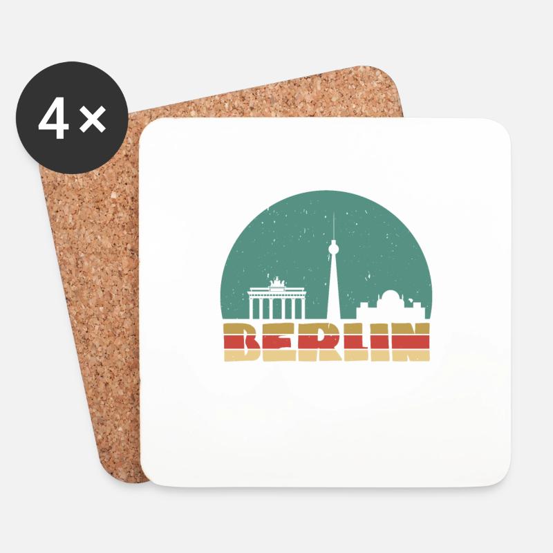 Skyline Berlin Vintage - Untersetzer (4er-Set) - Weiß