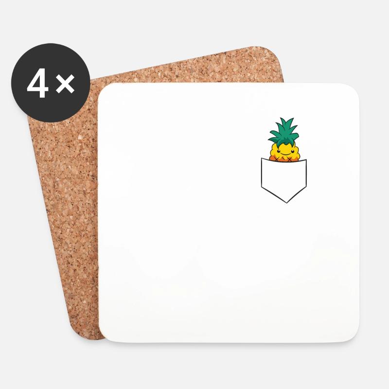 Ananas In Tasche Süße Taschen Ananas - Untersetzer (4er-Set) - Weiß