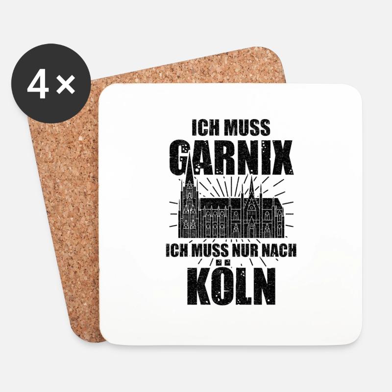 Kölner Dom Köln Karneval Jeck Kölle Alaaf Geschenk - Untersetzer (4er-Set) - Weiß