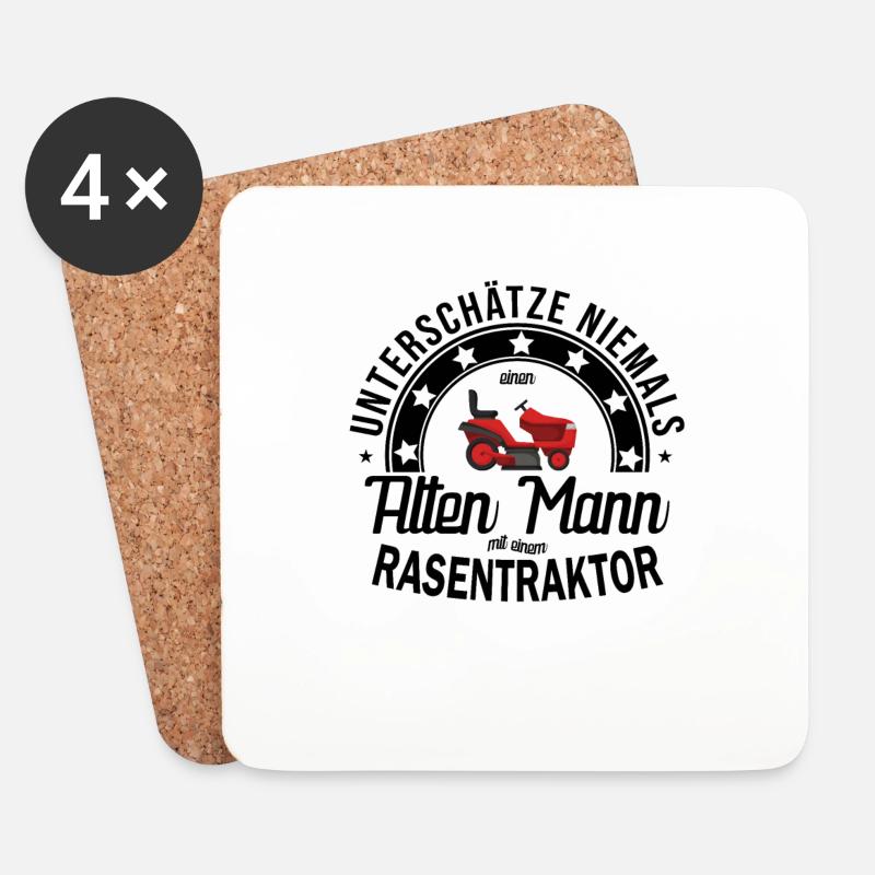 Rasentraktor Gärtner Rasen mähen Traktor - Untersetzer (4er-Set) - Weiß