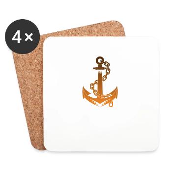 Anchor boat motorboat sailing - Coasters (set of 4) - white - Front