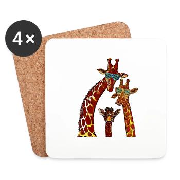 witziges Giraffen Giraffe Tier Geschenk - Untersetzer (4er-Set) - Weiß - Vorne
