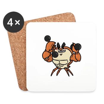 Musculation crabe fitness haltère drôle - Dessous de verre (lot de 4) - blanc - Devant
