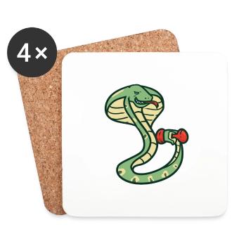 Musculation serpent fitness haltère drôle - Dessous de verre (lot de 4) - blanc - Devant