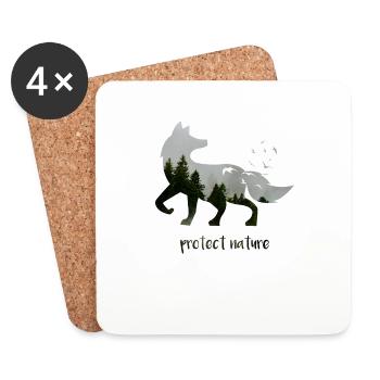 Conservation renard environnement animal cadeau - Dessous de verre (lot de 4) - blanc - Devant