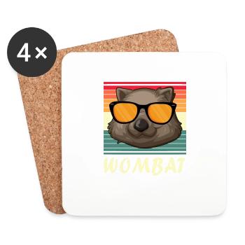 Australian Wombats Cute Wombat Girl - Coasters (set of 4) - white - Front