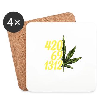 420 Cannabis Culture Kiffer Weed - Dessous de verre (lot de 4) - blanc - Devant