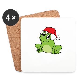 Frog With Santa Hat Funny Frogs Merry Christmas - Coasters (set of 4) - white - Front