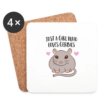 Seule une fille qui aime les souris de course - Dessous de verre (lot de 4) - blanc - Devant