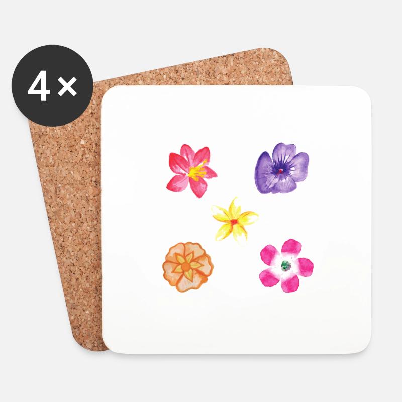 Blumen Motiv Set - Untersetzer (4er-Set) - Weiß