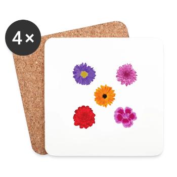 Ensemble de motifs de fleurs - Dessous de verre (lot de 4) - blanc - Devant