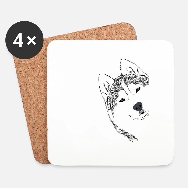 Neugieriger Siberian Husky Hund - Untersetzer (4er-Set) - Weiß