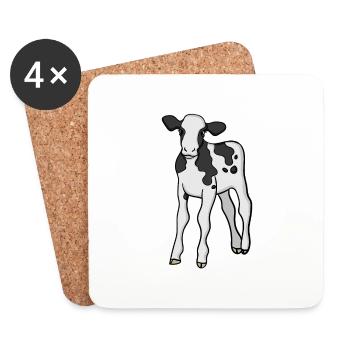 Kuh - Untersetzer (4er-Set) - Weiß - Vorne