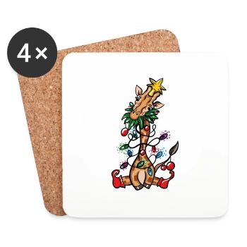 Girafe de Noël - Dessous de verre (lot de 4) - blanc - Devant
