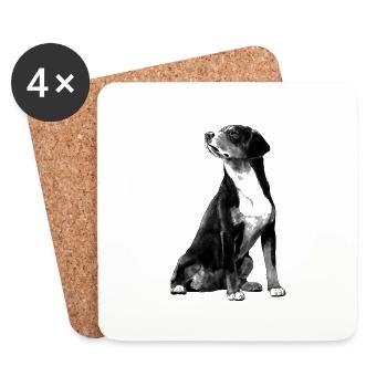 Sitting Entlebuch Mountain Dog - Coasters (set of 4) - white - Front
