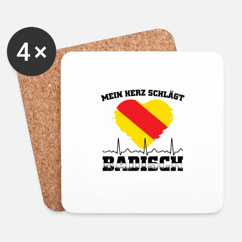 Badische Geschenke | Baden-Württemberg Badner - Untersetzer (4er-Set) - Weiß