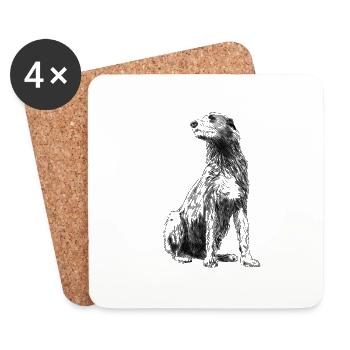 Sitzender Irischer Wolfshund Hund - Untersetzer (4er-Set) - Weiß - Vorne