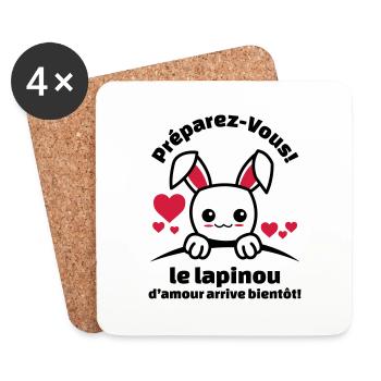 préparez-vous le lapinou d'amour arrive bientôt - Dessous de verre (lot de 4) - blanc - Devant