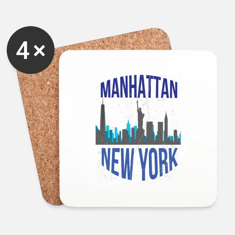 Manhattan New York - Untersetzer (4er-Set) - Weiß