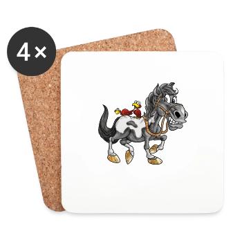 Süßes Pferd Pony Cartoon Comic Kinder Geschenk - Untersetzer (4er-Set) - Weiß - Vorne