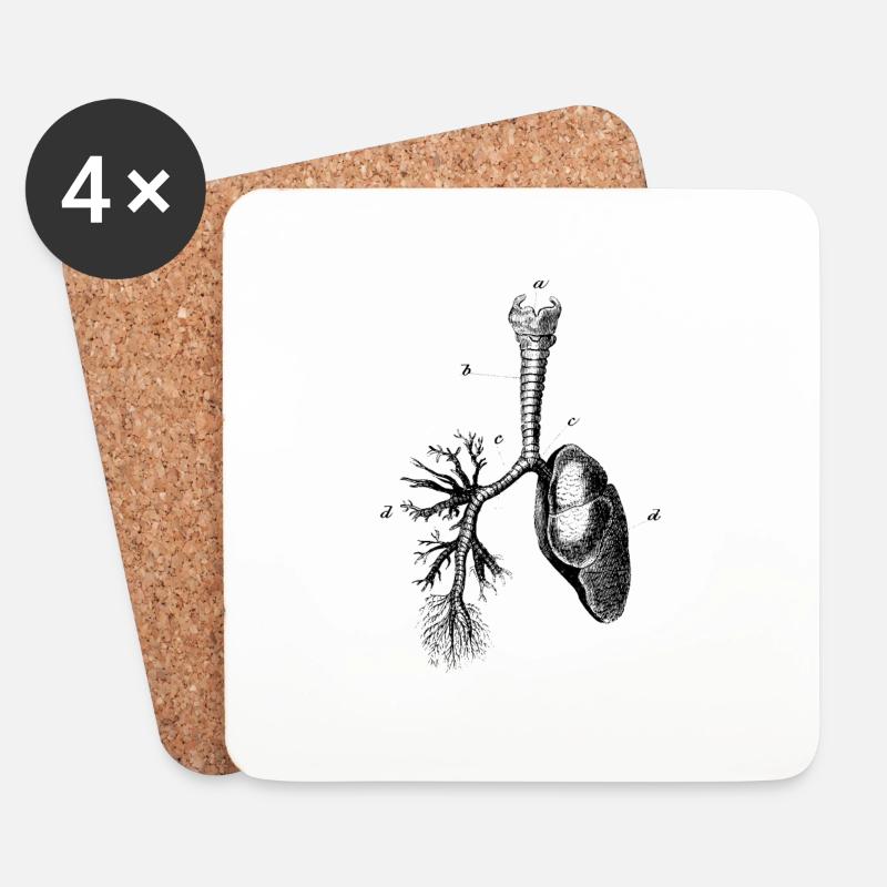 Lunge Brustkorb anatomisch Anatomie Skelett - Untersetzer (4er-Set) - Weiß